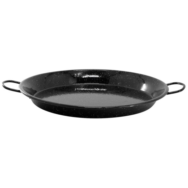 Castillo 15 Inch Enameled Steel Paella Pan in Speckled Black