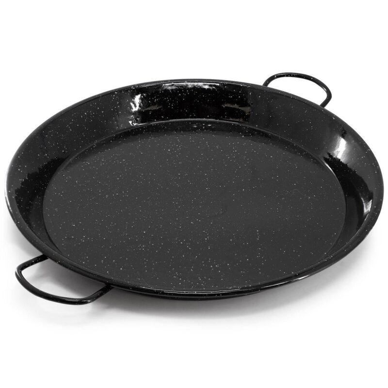 Castillo 15 Inch Enameled Steel Paella Pan in Speckled Black - Image 2