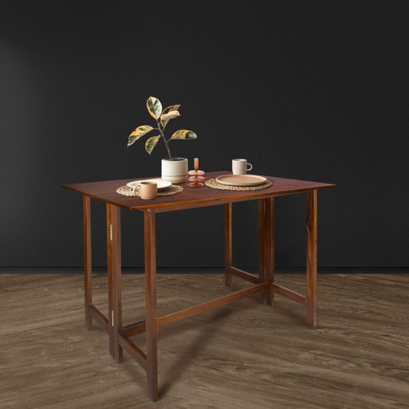 Casual Home Solid Wood Folding Console to Dining Convertible Table - Image 3