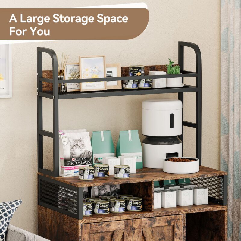 Cat Litter Box Enclosure with Shelf Storage, Hidden Litter Box Furniture - Image 2