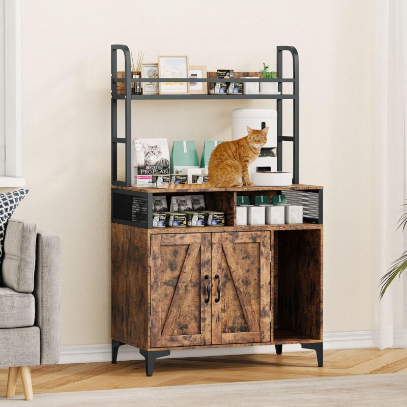 Cat Litter Box Enclosure with Shelf Storage, Hidden Litter Box Furniture - Image 5