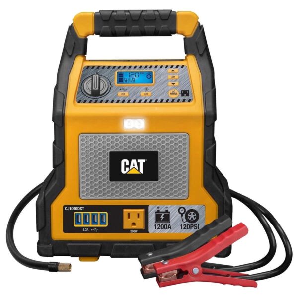 Cat Power Station with 1,200-Peak-Amp Jump Starter, Tire Compressor, and Power Inverter, CJ1000DXT