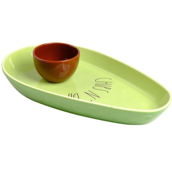 Ceramic Avocado Chip and Dip Serving Tray