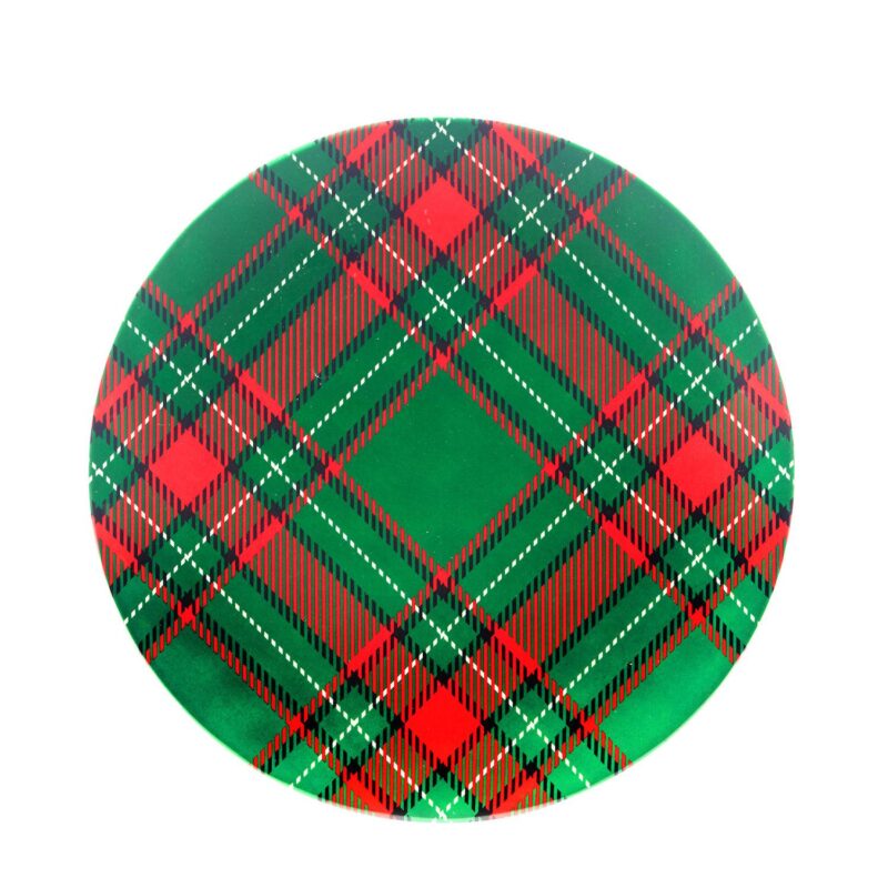 Certified International Set of 6 Christmas Plaid Dinner Plates - Image 2
