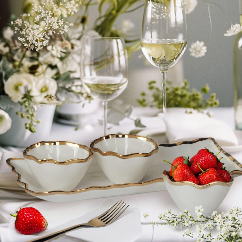 Certified International Regency Gold 4 pc Tray and Bowl Set - Image 2