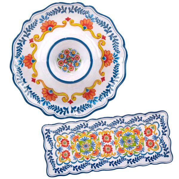 Certified International Flores 2-Piece Appetizer Serving Plates Set