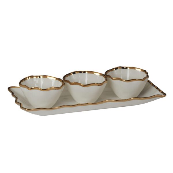 Certified International Regency Gold 4 pc Tray and Bowl Set