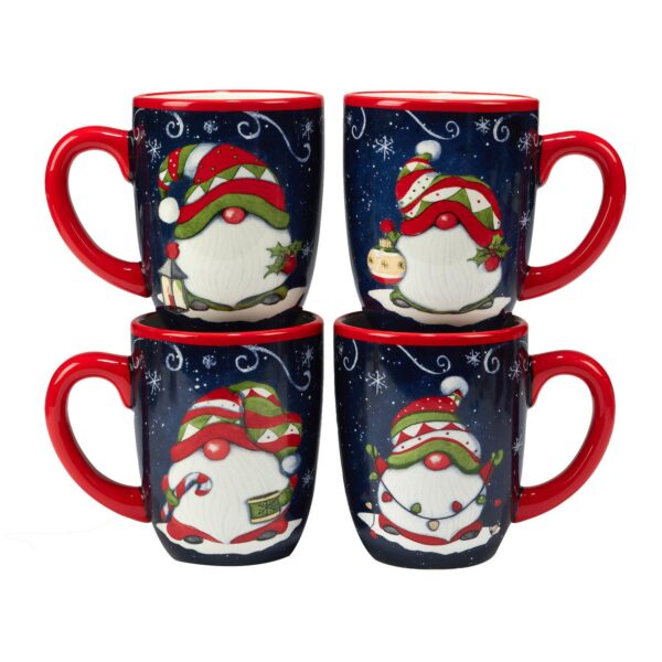 Certified International Holiday Magic Gnomes 4-pc. Mug Set