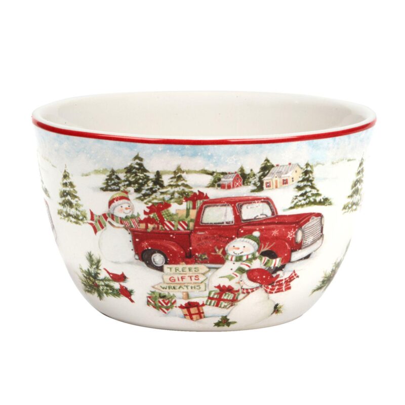 Certified International Red Truck Snowman 4-pc. Ice Cream Bowl Set - Image 2