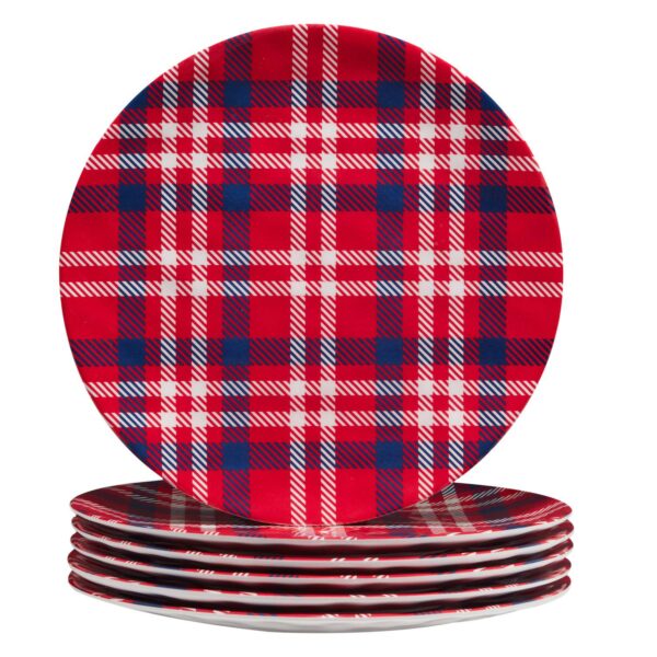 Certified International Patriotic Plaid 6-pc. Melamine Dinner Plate Set