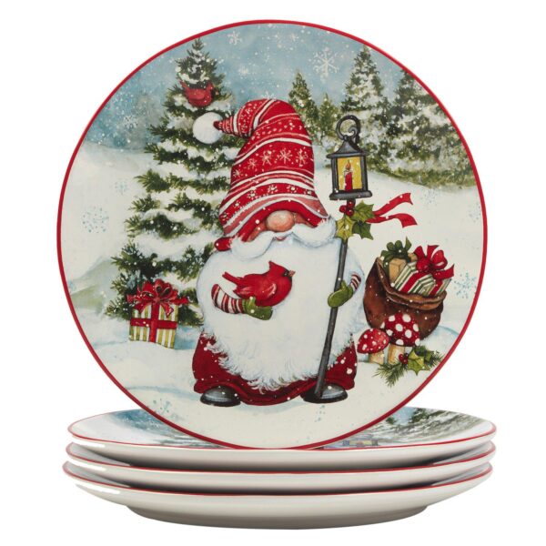 Certified International Set of 4 Christmas Gnomes Dinner Plates