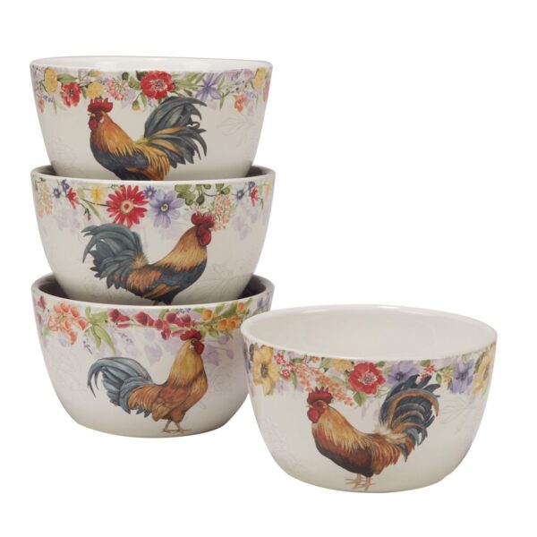 Certified International Floral Rooster 4-pc. Ice Cream Bowl Set