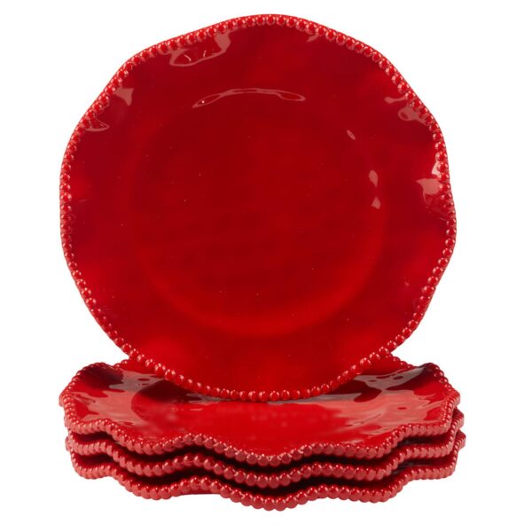 Certified International Perlette Red 4 pc Salad Plate Set