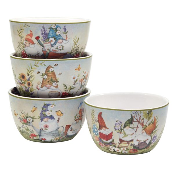 Certified International Garden Gnomes 4-pc. Ice Cream Bowl Set