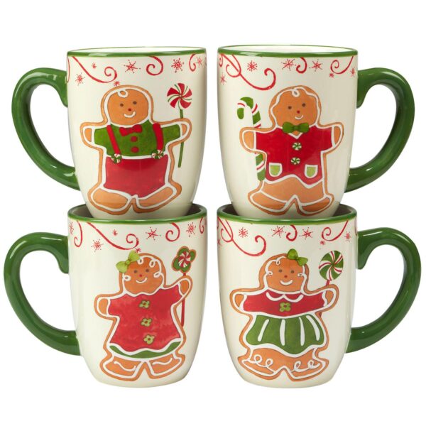 Certified International Holiday Magic Gingerbread 4-pc. Mug Set