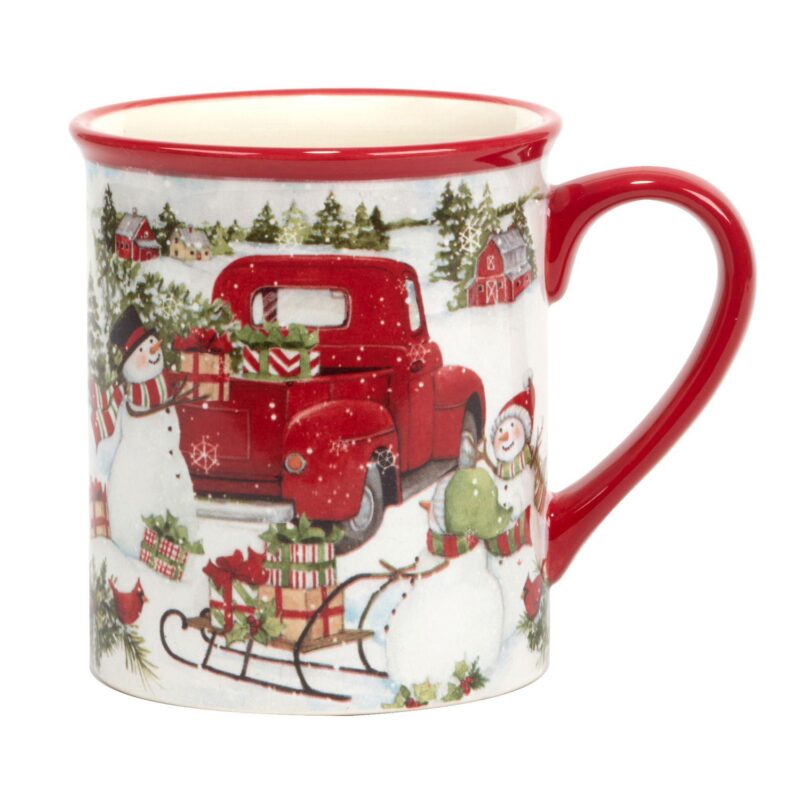 Certified International Red Truck Snowman 4-pc. Mug Set - Image 3