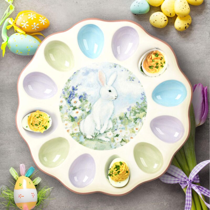 Certified International Easter Morning Round Deviled Egg Plate - Image 2