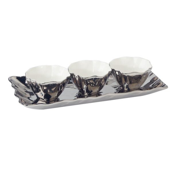 Certified International 4-Piece Silver Coast Tray and Condiment Bowl Set