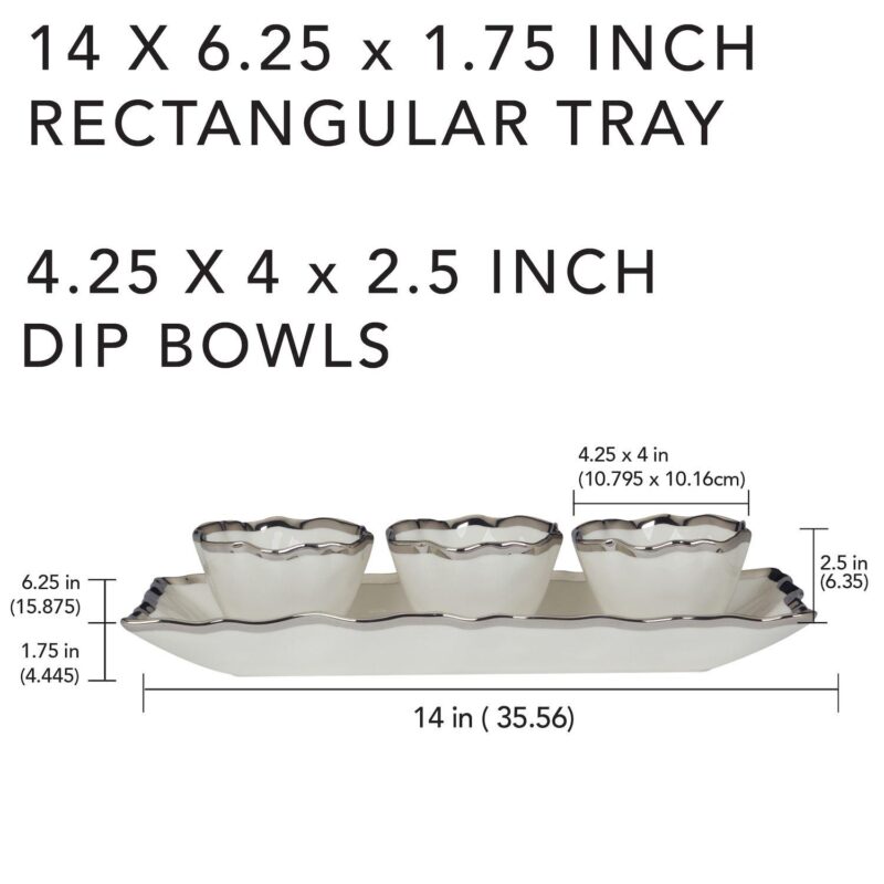 Certified International Regency Silver 4 pc Tray and Bowl Set - Image 4