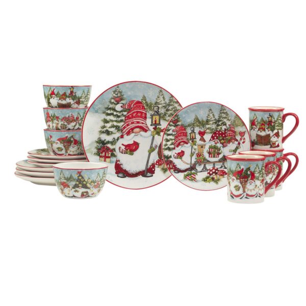 Certified International 16-Piece Christmas Gnomes Dinnerware set