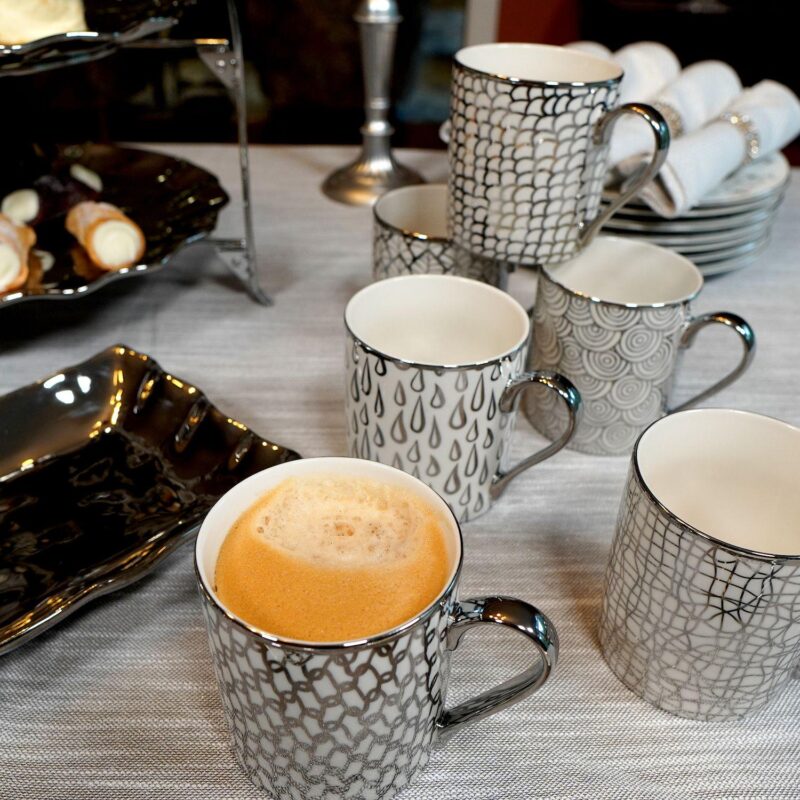 Certified International Set of 6 Mosaic Silver Plated Can Mugs - Image 3