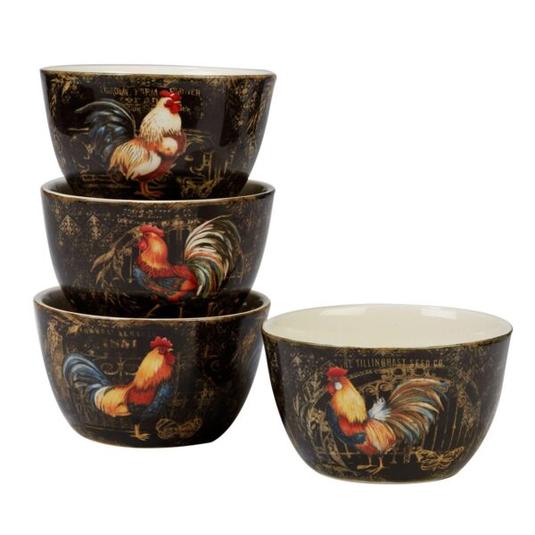 Certified International Gilded Rooster 4-piece Ice Cream Bowl Set