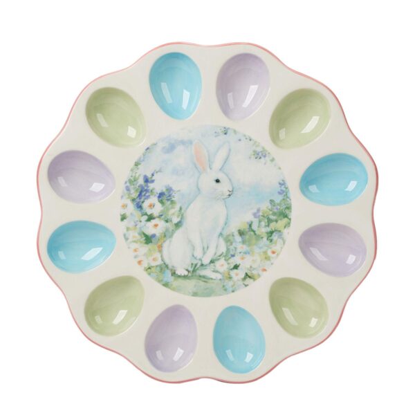 Certified International Easter Morning Round Deviled Egg Plate