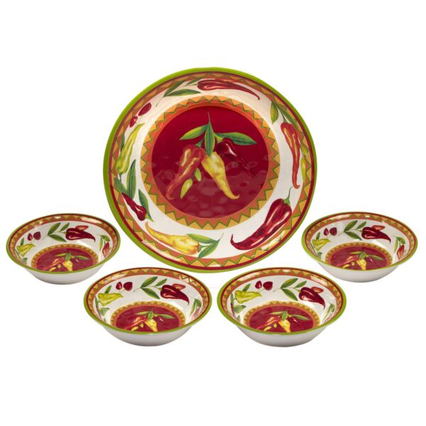 Certified International Red Hot 5-pc. Melamine Salad/Serving Set