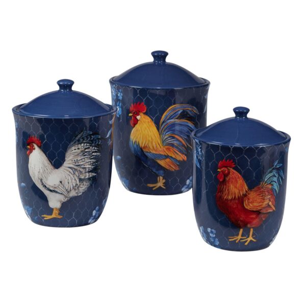 Certified International Indigo Rooster 3-pc. Canister Set