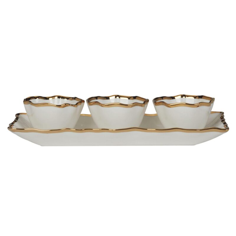 Certified International Regency Gold 4 pc Tray and Bowl Set - Image 5