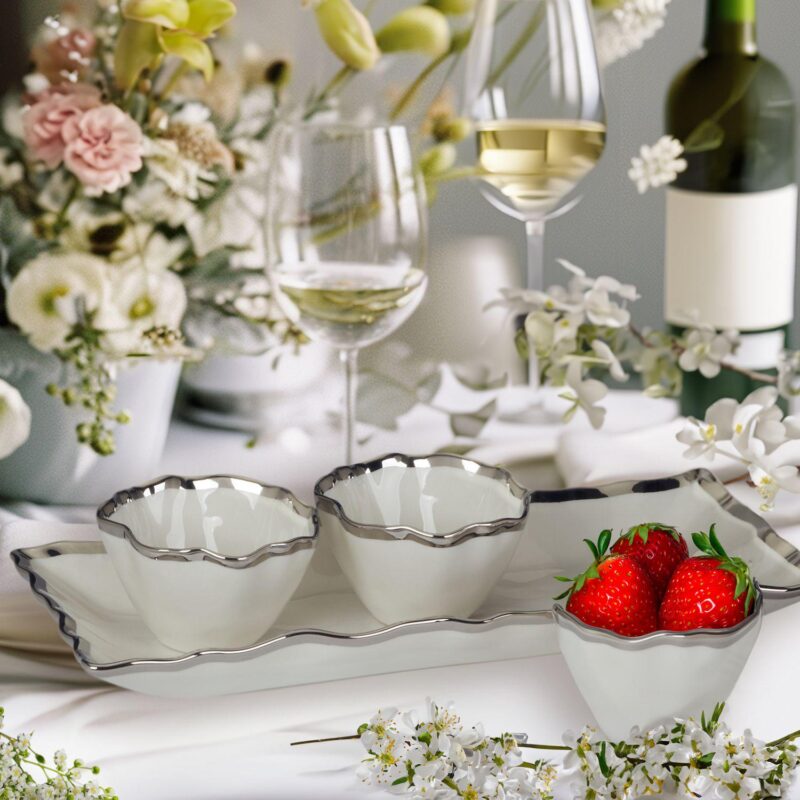 Certified International Regency Silver 4 pc Tray and Bowl Set - Image 2