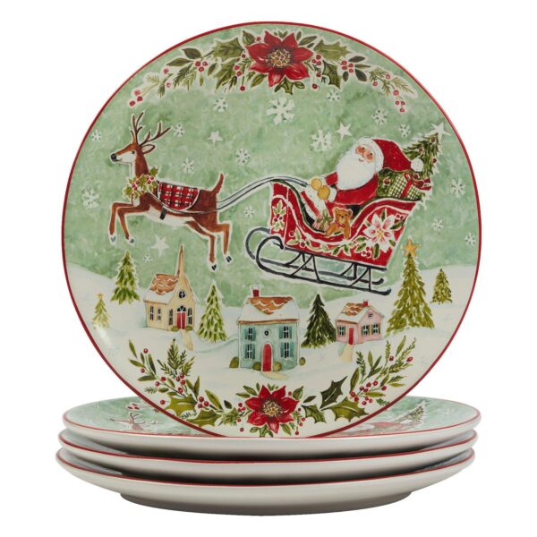 Certified International Set of 4 Joy of Christmas Dinner plates