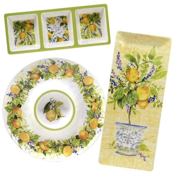 Certified International Lemon Zest 3-pc. Melamine Hostess Set