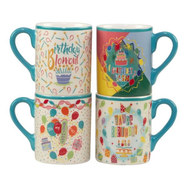 Certified International Lolita Birthday Bash 4-pc. Mug Set