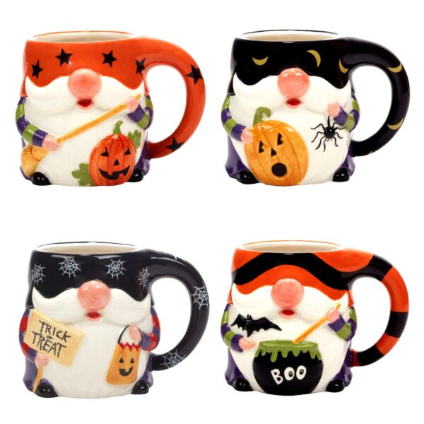 Certified International Halloween Gnomes 4-pc. 3D Mug Set