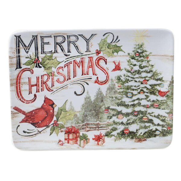 Certified International Evergreen Christmas Rectangle Platter