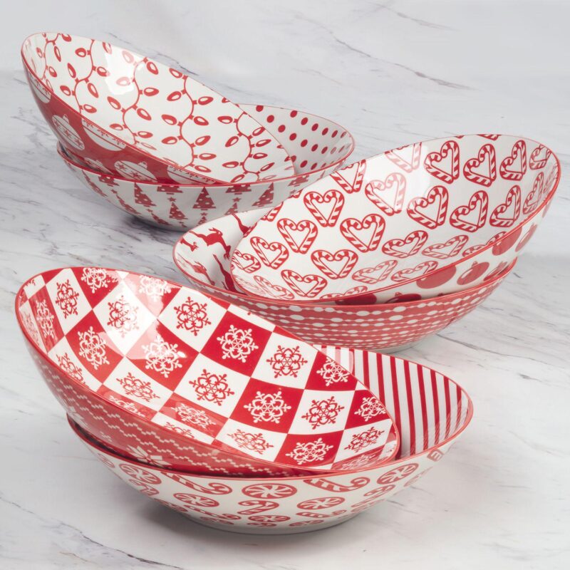 Certified International Set of 6 Peppermint Candy Soup/Pasta Bowls - Image 2