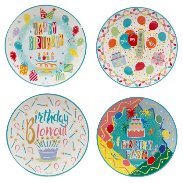 Certified International Lolita Birthday Bash 4-pc. Dessert Plate Set