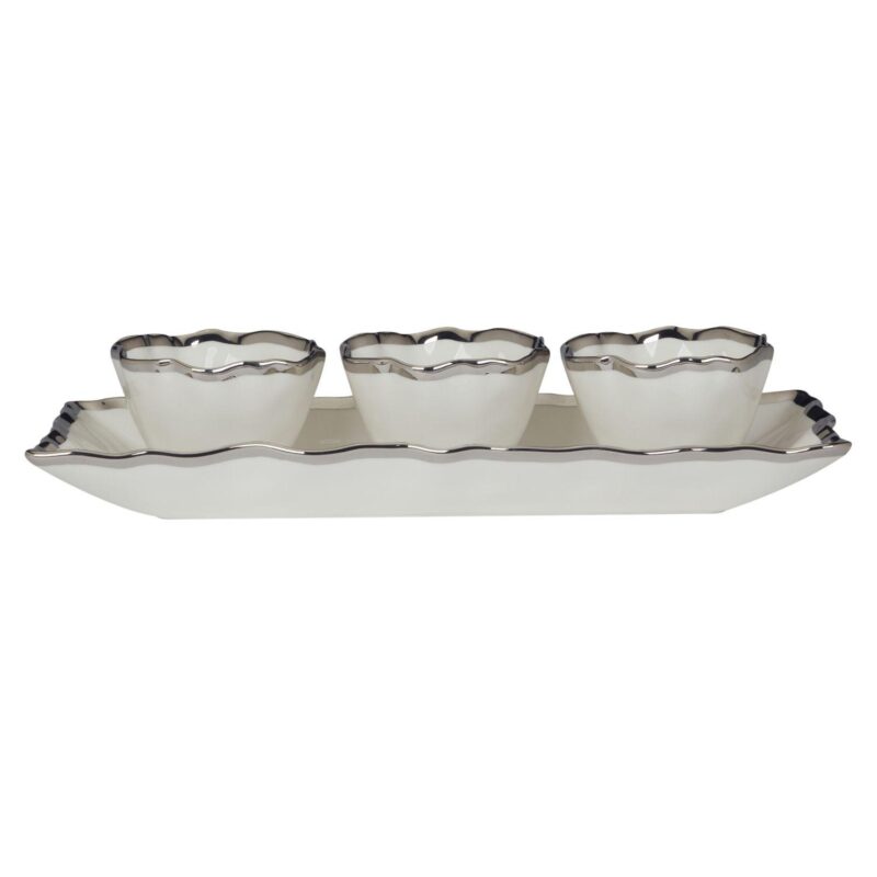 Certified International Regency Silver 4 pc Tray and Bowl Set - Image 5