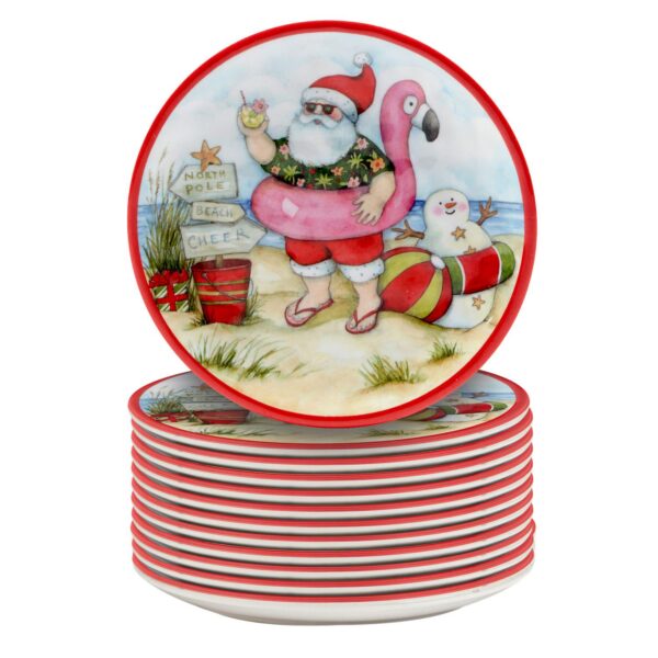 Certified International Set of 12 Santa's Wish Canape Plates