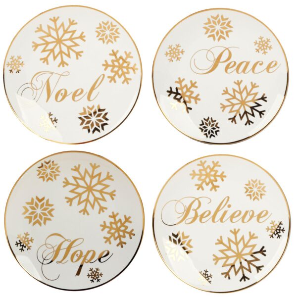 Certified International Christmas Glitter Gold 4 Salad Plates Set