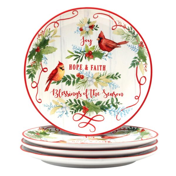 Certified International Winter Greens 4 Dinner Plates Set