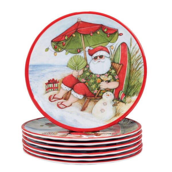 Certified International Set of 6 Santa's Wish Salad Plates