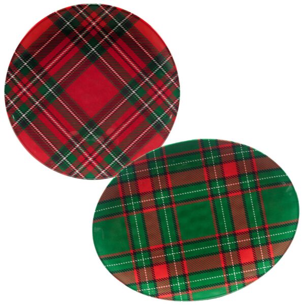 Certified International 2-Piece Christmas Plaid Platter Set