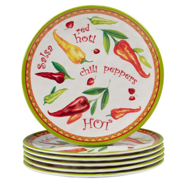 Certified International Red Hot 6-pc. Melamine Salad Plate Set