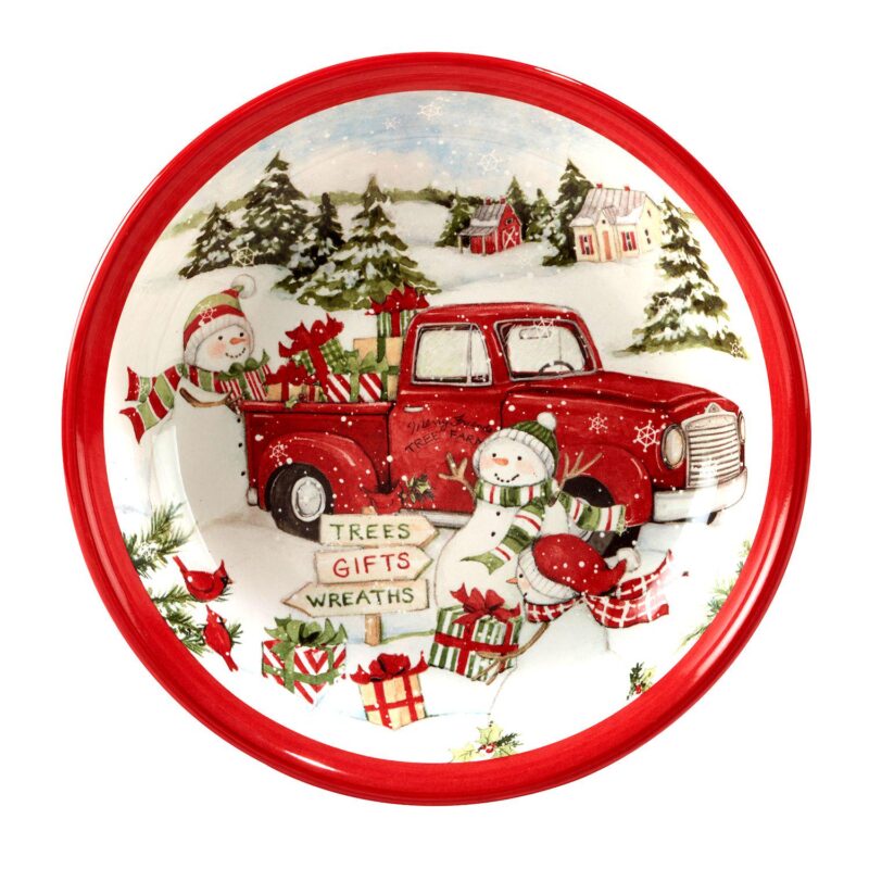Certified International Red Truck Snowman 4-pc. Soup Bowl Set - Image 2