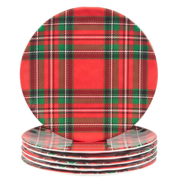 Certified International Set of 6 Christmas Plaid Salad Plates