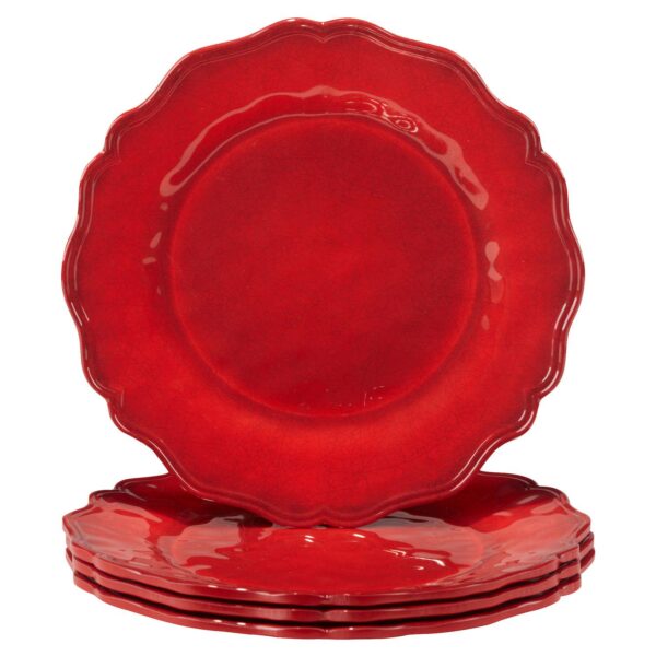 Certified International Red Crackle 4 pc Salad Plate Set