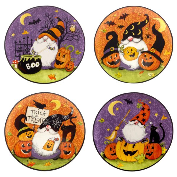 Certified International Halloween Gnomes 4-pc. Dessert Plate Set