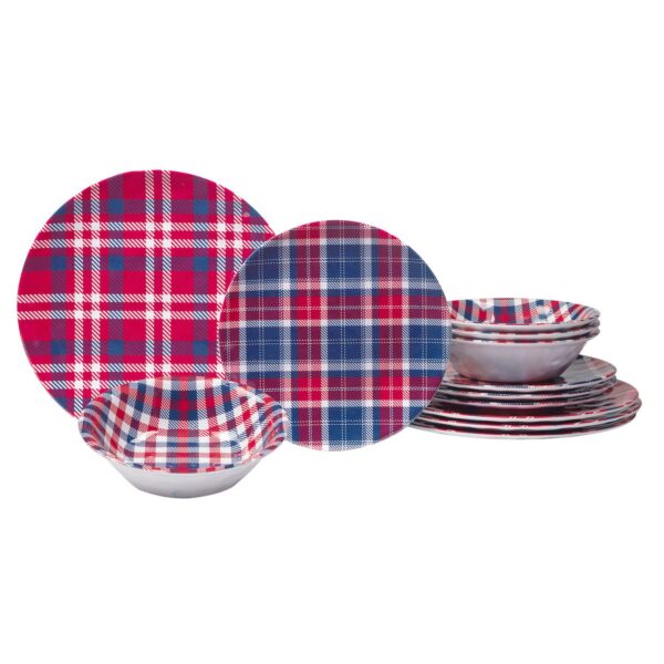 Certified International Patriotic Plaid 12-pc. Melamine Dinnerware Set